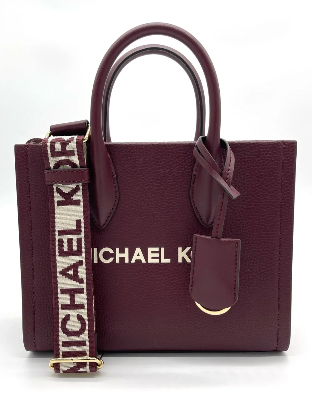 Michael Kors Small Mirella Leather Tote Crossbody Bag with Signature Strap